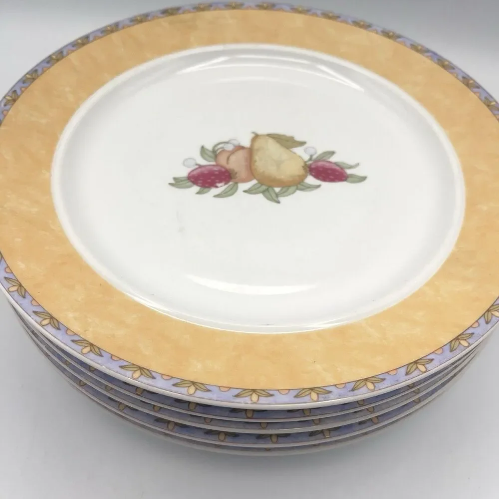 5 - DANSK Fiance Fruits Dinnerware 9 Inch Lunch Plates